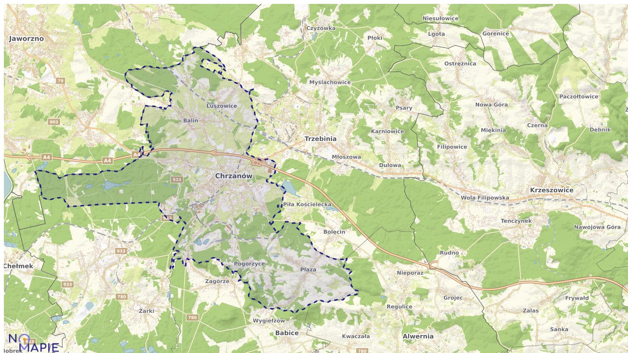 Mapa obszarów ochrony przyrody Chrzanowa