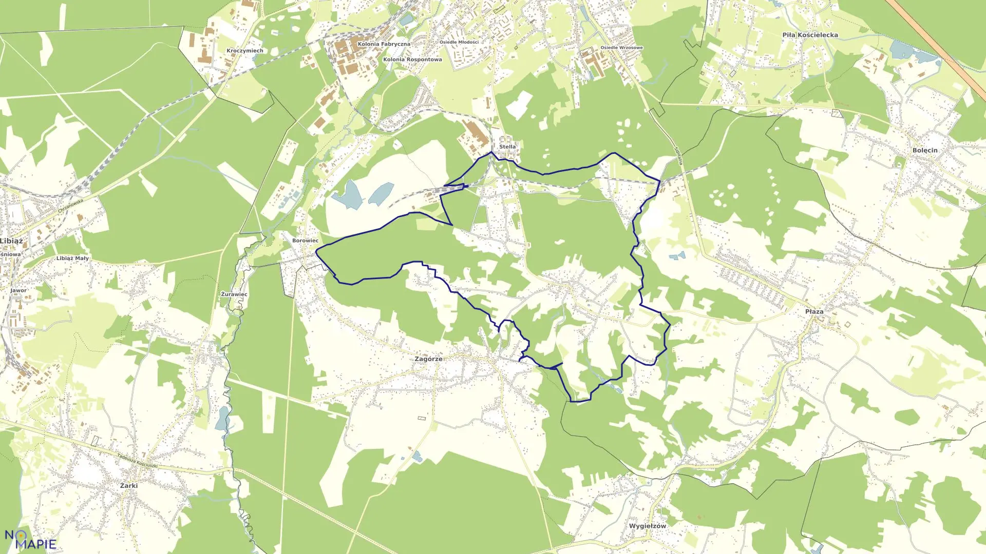 Mapa obrębu Pogorzyce w gminie Chrzanów